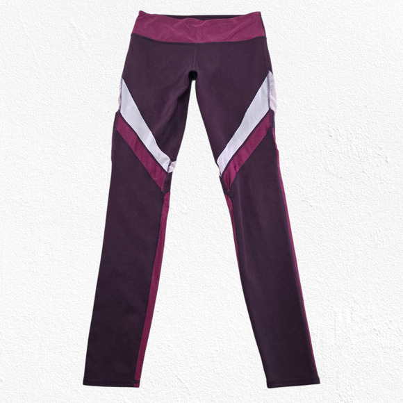 Fabletics Brogan Salar Plum Wine Mesh 7/8 Active Leggings Athleisure Size XS - Picture 3 of 7